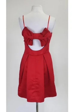 Jill Stuart - Red Satin Strapless Dress w/ Bow Detail Sz 6