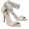 Jimmy Cho - Ivory Snake Skin Embossed Leather Open Toe Pumps Sz 6