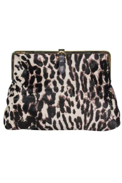Jimmy Choo - Beige & Dark Brown Leopard Print Calf Hair Clutch