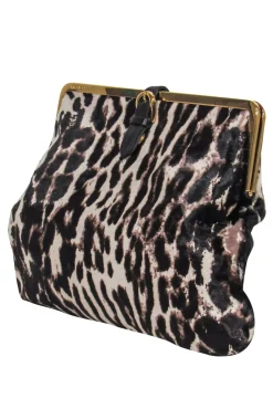Jimmy Choo - Beige & Dark Brown Leopard Print Calf Hair Clutch