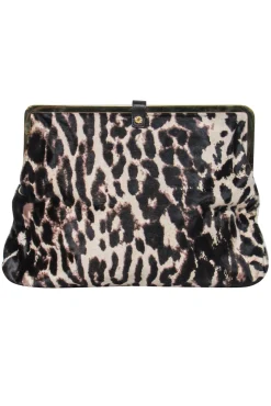 Jimmy Choo - Beige & Dark Brown Leopard Print Calf Hair Clutch