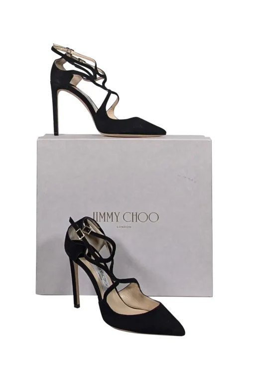 Jimmy Choo - Black Suede Pointed Toe "Lancer 100" Pumps Sz 8