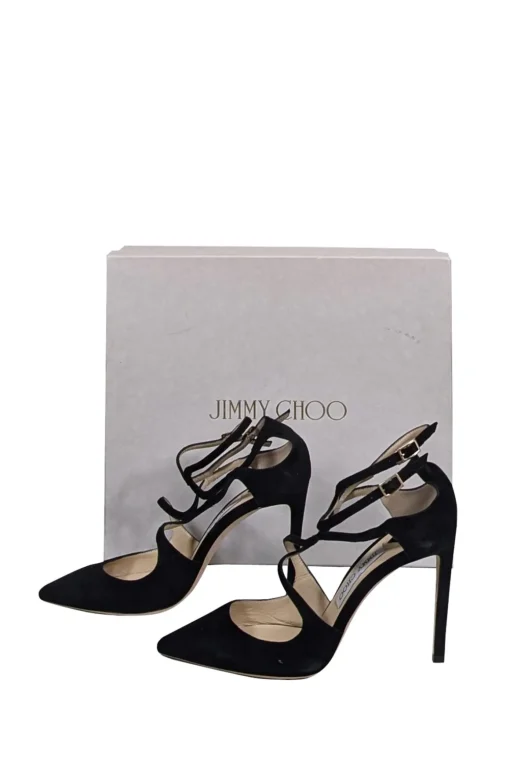 Jimmy Choo - Black Suede Pointed Toe "Lancer 100" Pumps Sz 8