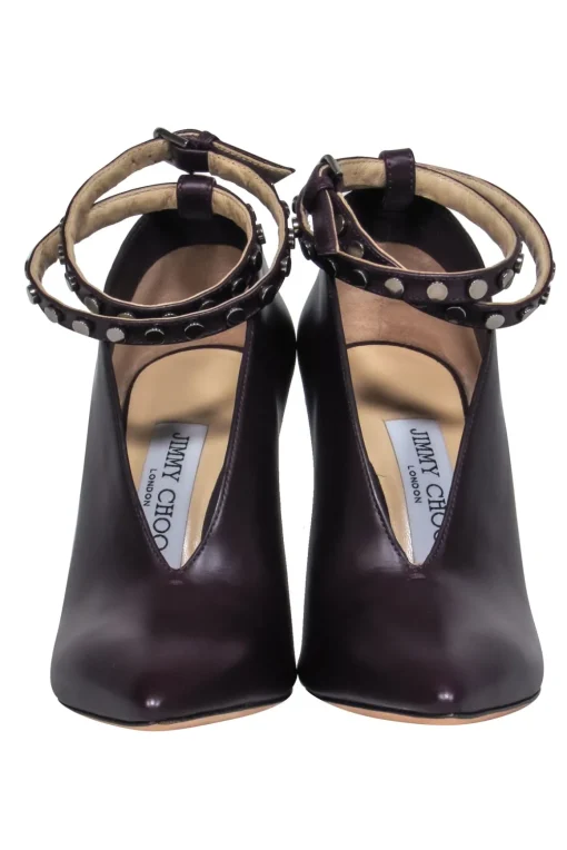 Jimmy Choo - Dark Purple Pointed Toe Pumps w/ Studs Sz 5