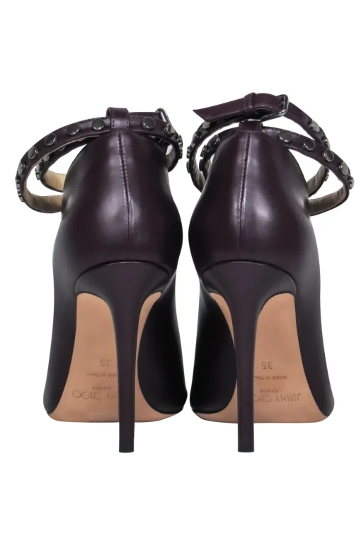 Jimmy Choo - Dark Purple Pointed Toe Pumps w/ Studs Sz 5