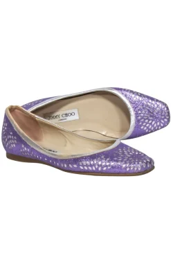 Jimmy Choo - Purple & Silver Laser Cut Print Flats Sz 8