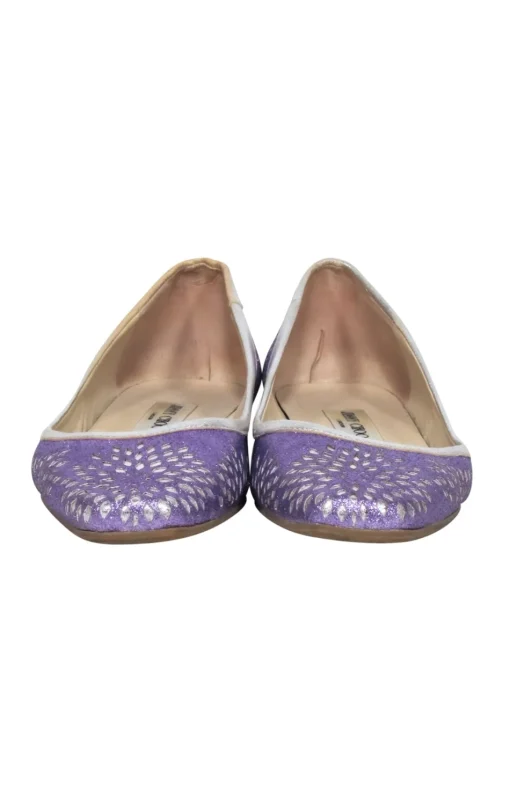 Jimmy Choo - Purple & Silver Laser Cut Print Flats Sz 8
