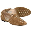 Jimmy Choo - Tan Suede w/ Gold Studded Trim Flats Sz 6