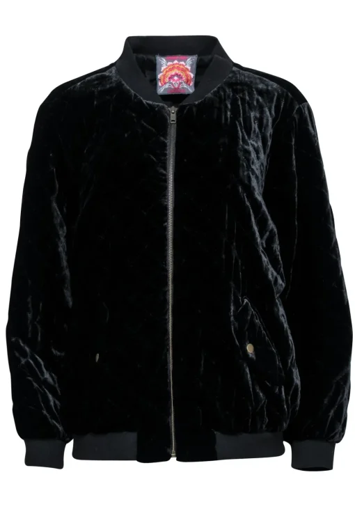 Johnny Was - Black Velvet Bomber Jacket Sz M