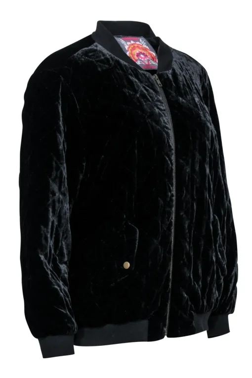 Johnny Was - Black Velvet Bomber Jacket Sz M
