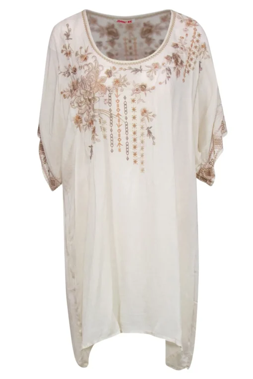Johnny Was - Cream Tunic Dress w/ Neutral Colored Embroidery Sz XXL