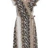 Joie - Beige & Black Snakeskin Print Wrap Dress Sz S