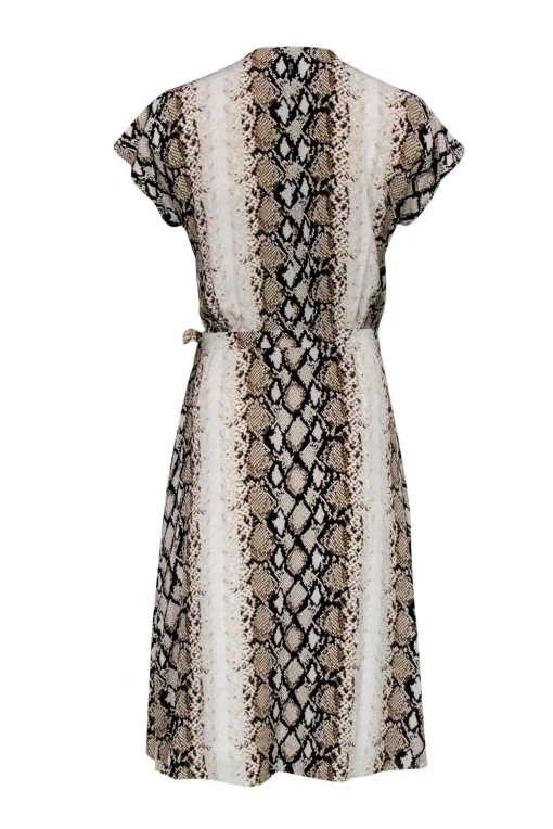 Joie - Beige & Black Snakeskin Print Wrap Dress Sz S