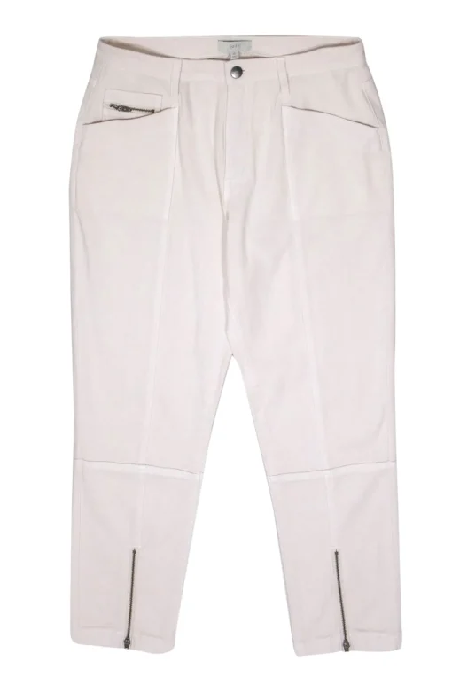 Joie - Beige Utility-Style Zippered Straight Leg High-Waist Jeans Sz 31