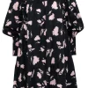 Joie - Black & Pink Floral Print Smocked Babydoll Dress w/ Ruffles Sz S