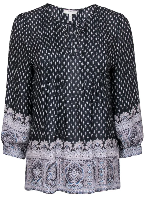 Joie – Black & White Paisley Print Peasant Top Sz XS