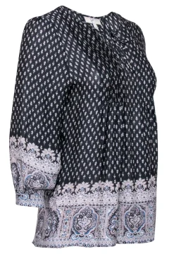 Joie – Black & White Paisley Print Peasant Top Sz XS