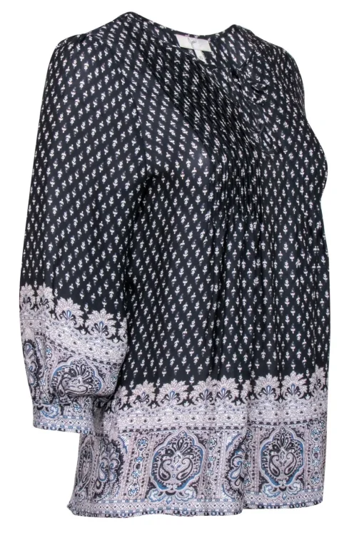Joie – Black & White Paisley Print Peasant Top Sz XS