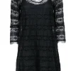 Joie - Black Lace Three-Quarter Sleeve Shift Dress Sz S