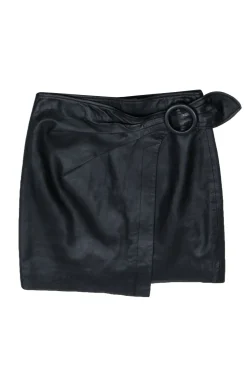 Joie - Black Leather Wrap Skirt Sz 4