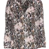 Joie - Black, Pink & White Leopard Printed Silk Blouse Sz M