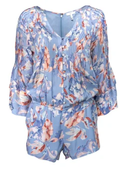 Joie - Blue & Pink Floral Romper w/ Micropleats Sz XS