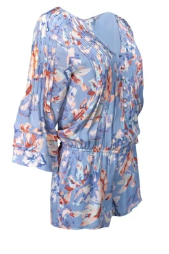 Joie - Blue & Pink Floral Romper w/ Micropleats Sz XS