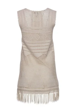 Joie - Cream Crochet Sleeveless Dress w/ Fringe Hem Sz XXS