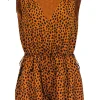 Joie - Dark Orange & Black Leopard Print Sleeveless Romper Sz S