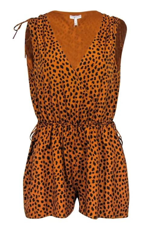 Joie - Dark Orange & Black Leopard Print Sleeveless Romper Sz S