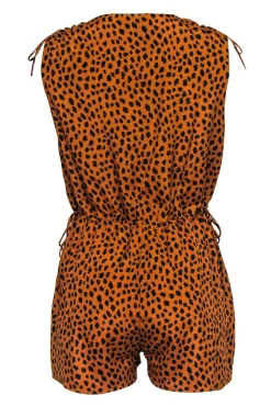 Joie - Dark Orange & Black Leopard Print Sleeveless Romper Sz S