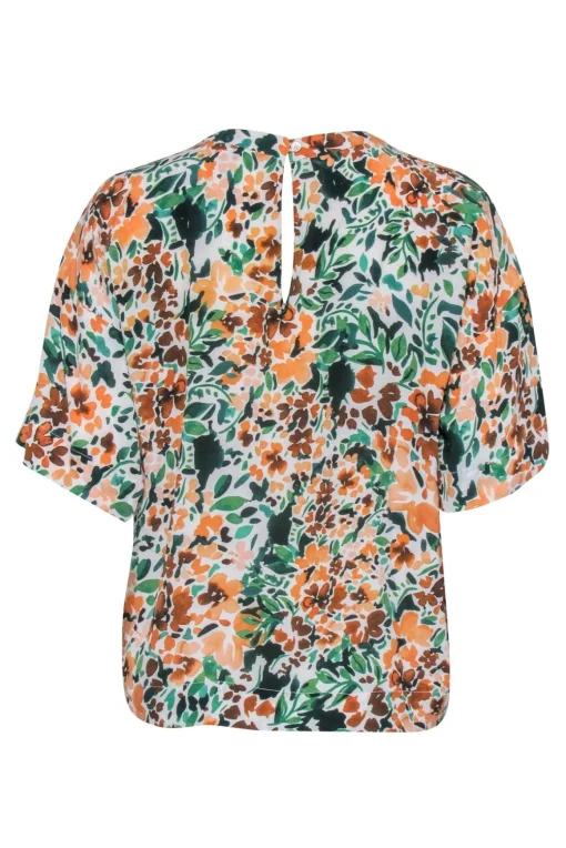 Joie – Green & Orange Floral Print Top Sz M