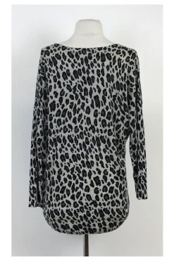 Joie - Grey & Black Cheetah Print V Neck Sweater Sz S