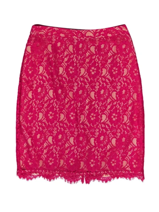 Joie - Hot Pink Floral Lace Pencil Skirt Sz M