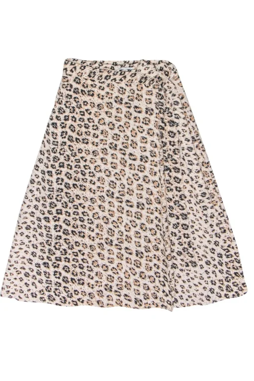 Joie - Leopard Linen Wrap A-Line Midi Skirt w/ Pockets Sz 10