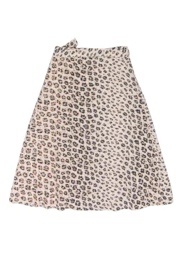 Joie - Leopard Linen Wrap A-Line Midi Skirt w/ Pockets Sz 10