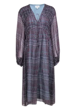 Joie - Light Blue, Terracotta, & Magenta Paisley Print Silk Midi Dress Sz XL