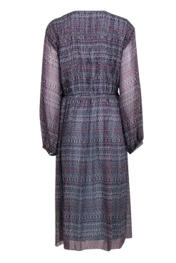 Joie - Light Blue, Terracotta, & Magenta Paisley Print Silk Midi Dress Sz XL