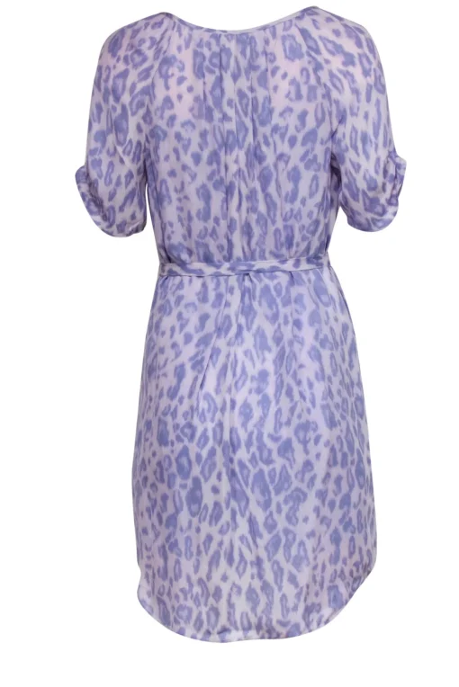 Joie - Lilac Leopard Print Short Sleeve Belted Shirtdress Sz S