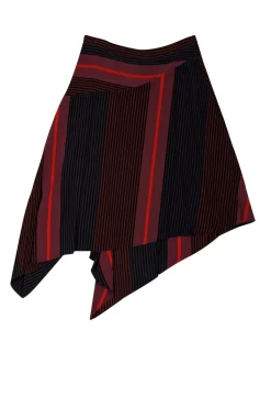 Joie - Maroon, Navy, & Black Striped Asymmetrical Skirt Sz 0