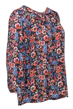Joie - Multicolor Floral Silk Tie-Front Blouse Sz M