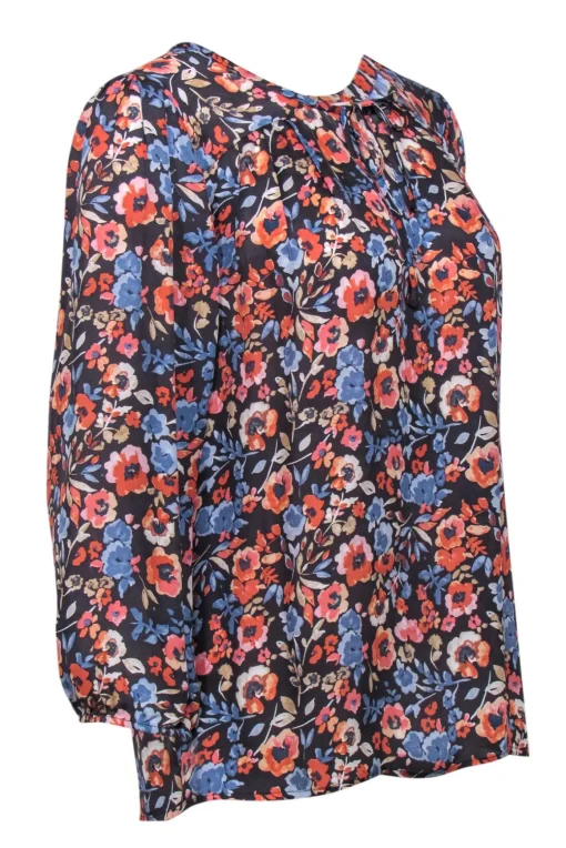 Joie - Multicolor Floral Silk Tie-Front Blouse Sz M