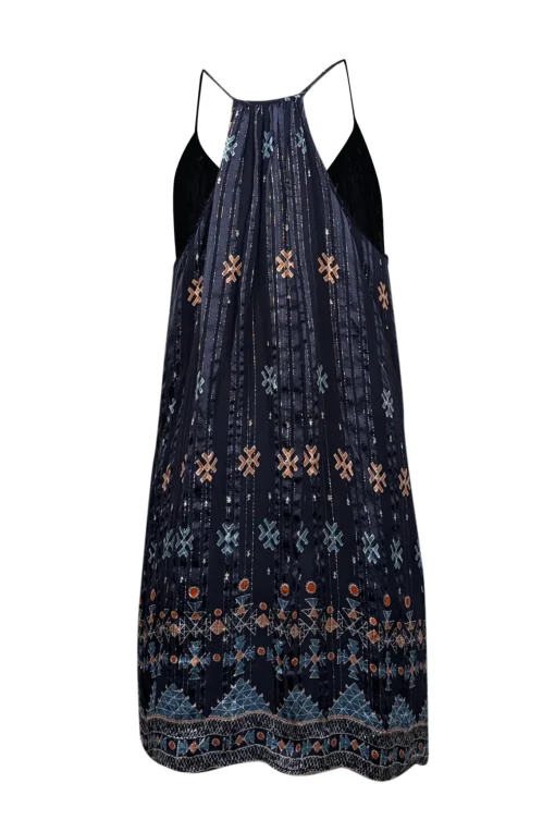 Joie - Navy & Metallic Print Sleeveless Mini Dress Sz S