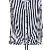 Joie - Navy & White Striped Button-Up Silk Tank w/ Tie Sz XS