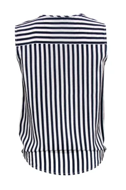 Joie - Navy & White Striped Button-Up Silk Tank w/ Tie Sz XS