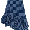 Joie - Navy Striped Ruffle Hem Skirt Sz 2