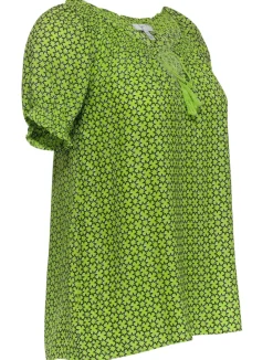 Joie - Neon Green Star Print Blouse w/ Tassels Sz XS