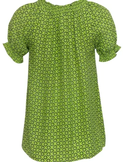 Joie - Neon Green Star Print Blouse w/ Tassels Sz XS
