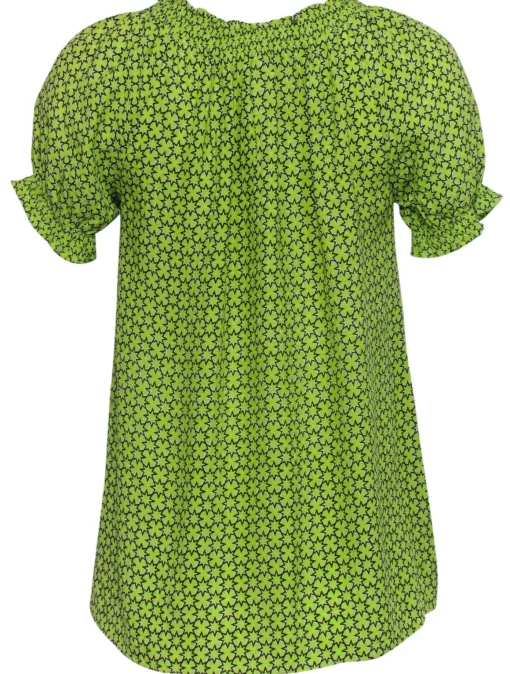 Joie - Neon Green Star Print Blouse w/ Tassels Sz XS