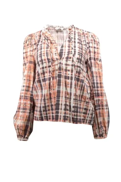 Joie - Peach, Charcoal, & White Tie Dye Print Blouse Sz XS